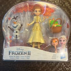 Disney Frozen ll Anna & Olaf Small Dolls with Basket Accessory - New Sealed