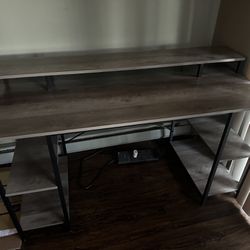 55 Inch Desk - Grey Wood And Desk Chair