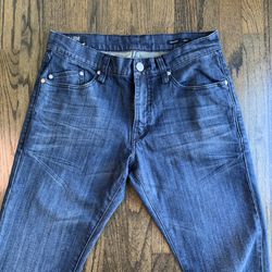 William Rast Men's Straight Leg Dark Wash Jeans Size 31 Whiskered Stretch Denim