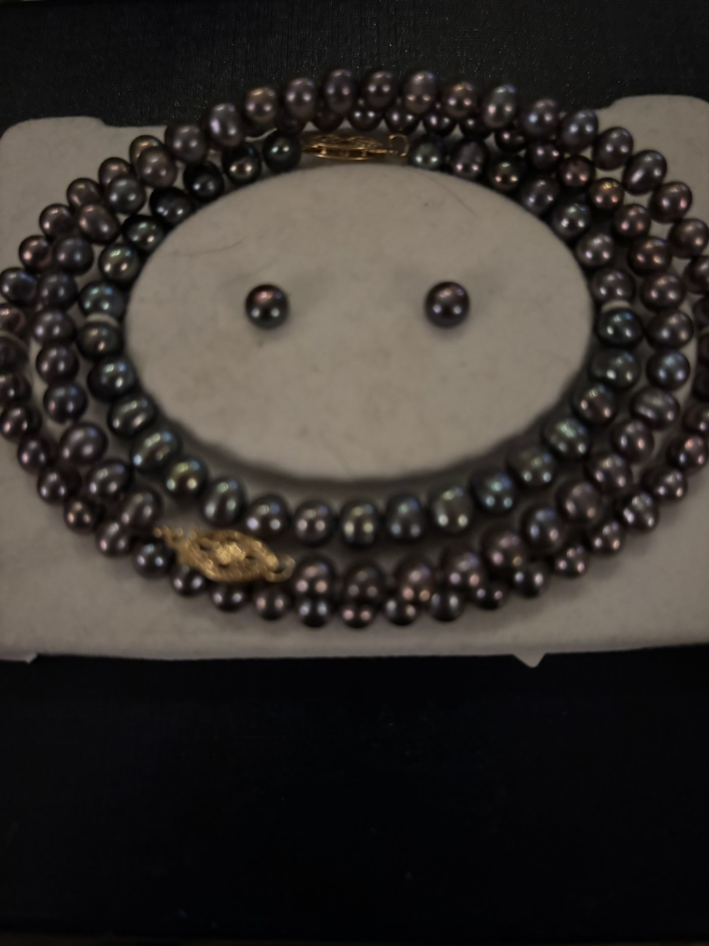 14 Karat And Pearl Necklace – Earrings – Bracelet