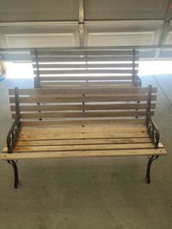 Outdoor Garden Bench Wood and Cast Iron.