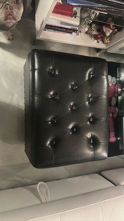 Black Leather Storage ottoman