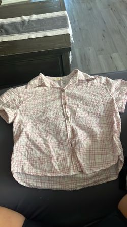 Pink short sleeve flannel
