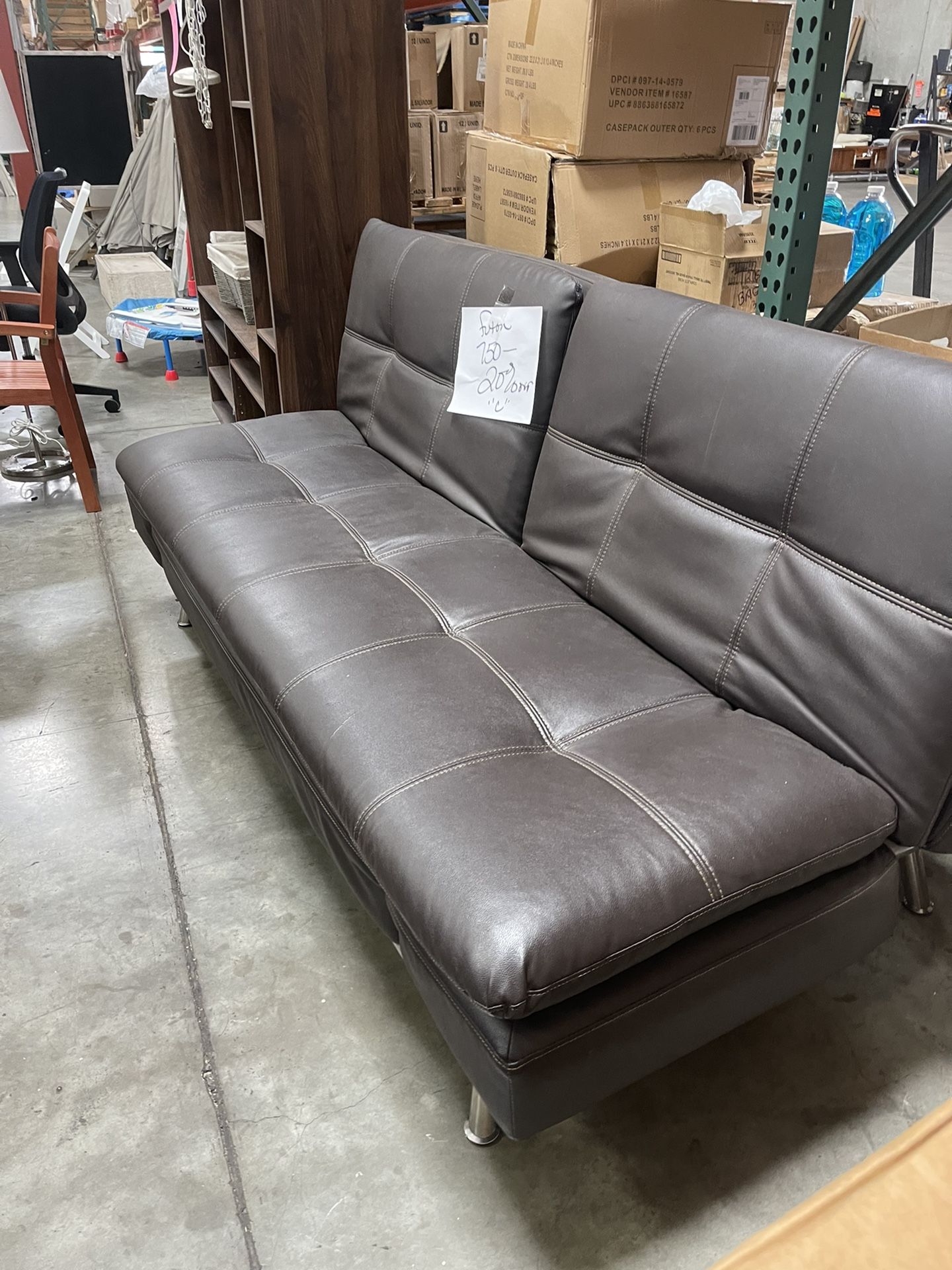 Relaxalounger Futon, Leather, With Charging Ports, Brand New Never Used 