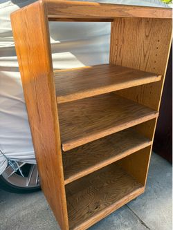 Solid Oak Bookshelf on wheels