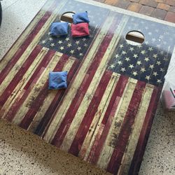 American Flag Cornhole Board Sets and 8 Bean Bags. 