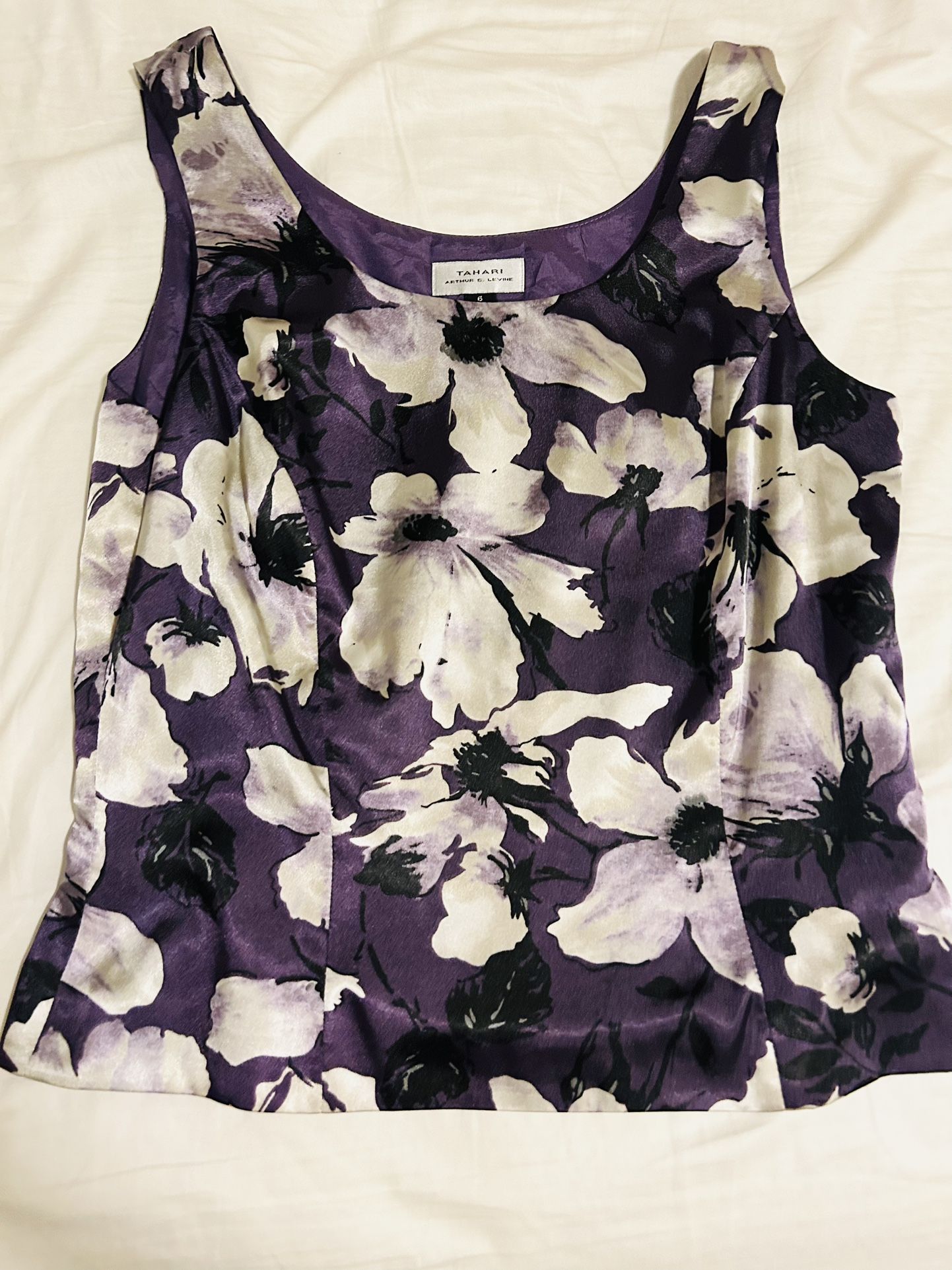 Purple Floral Silky Top, Size 6