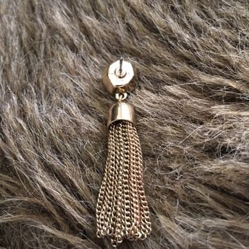 Vintage faux abalone gold chain tassel earrings