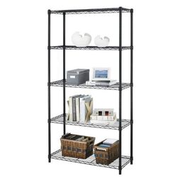  5-Tier Wire Shelving, 35''L x 14''W x 71''H Kitchen Garage Storage Rack Shelf for Pantry Closet Black, Capacity for 450 lbs
