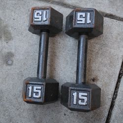 cast iron hex 15lb  dumbbells