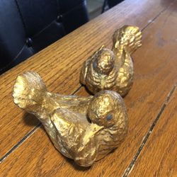 Vintage Mid Century Gold Turtle Doves 