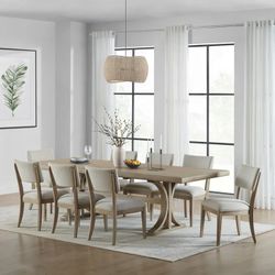 MERCER 9 PIECE SOLID WOOD DINING SET