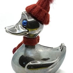 Leonard Silver Plated Duck Bank Burgundy 