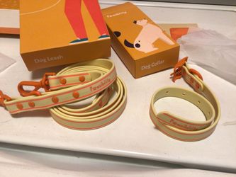 Pawsibility Collar and Leash Walking kit, High Quality reinforced  silicone with Metal buckle Waterproof, (Color Banana) medium 6ft
