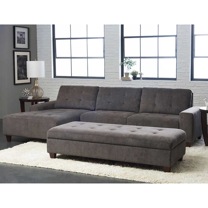Klaussner Killian Fabric Sectional Sofa with Ottoman