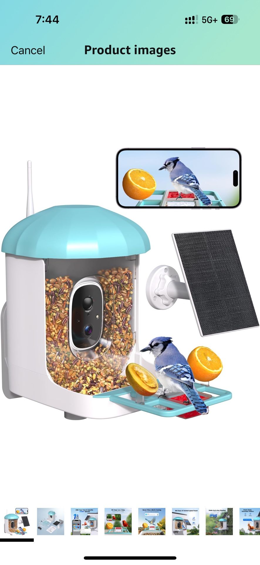 Brand New Bird Feeder with Camera, 1 Year Trial Al Identify Birds Species Smart Bird Feeder with Camera Solar Powered HD Live View Birds House with Ca