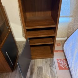 Pair Of Wood Cabinets With Shelves 