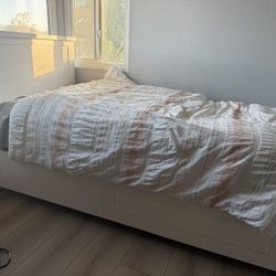 Twin bed with drawer white - mattress included