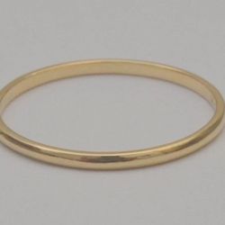 14k Yellow Gold 1.3 mm Plain Round Wire Band Ring Size 7-7.25
