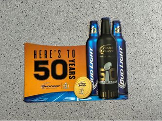 SUPER BOWL 50 / Bud Light Budweiser Beer Tin Sign. Bar / Man Cave. Approx. 29x24