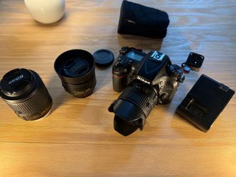Nikon D7200 DSLR Camera Body + 3 NIKKOR DX Lenses (18-105mm, 35mm f/1.8, 55-200mm) + Charger