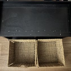 Small Wooden Bookshelf with Pull Out Baskets