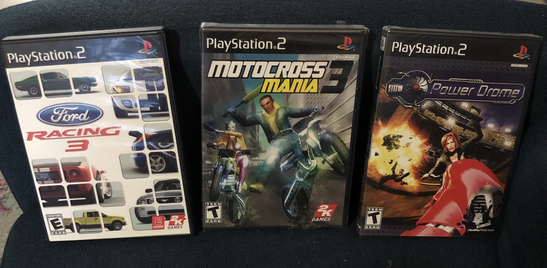 PS2 Games: Motocross (NewSealed)/ Power Drome (NewSealed)/ Ford Racing 3 (Used)