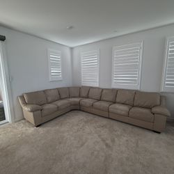 Italsofa Genuine Leather Couch/ Beige 