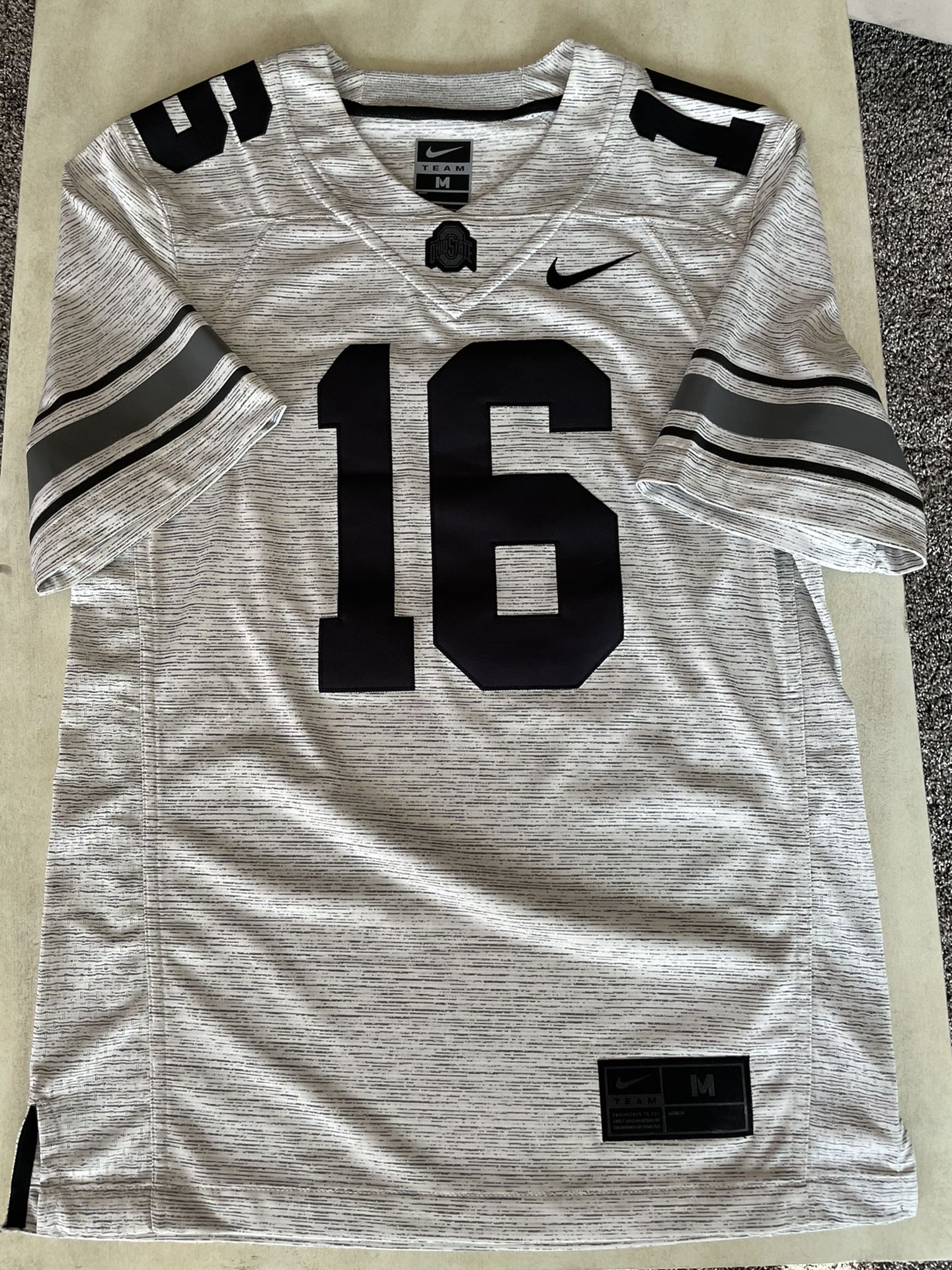 MENS NIKE OHIO STATE OSU BUCKEYES GRIDIRON GRAY 2.0 FOOTBALL JERSEY SIZE MED