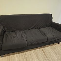 Brown leather couch