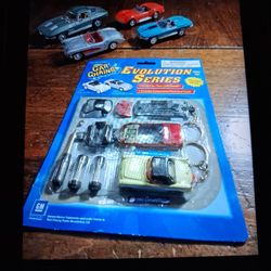 4 vintage corvettes and make your own keychain.