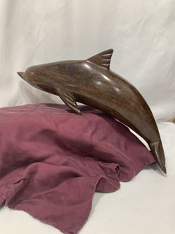 Wooden Dolphin Statue