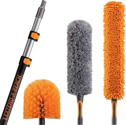 EXTEND-A-REACH 20 Foot High Reach Duster Kit with 5-12 ft Extension Pole / High Ceiling Duster Cleaning Kit with Telescopic Pole