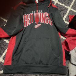 Detroit Red Wings NHL Hockey Hoodie Pullover Mens M/M Gray Red