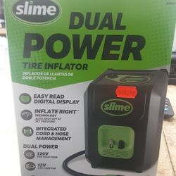 Slime 40052 Tire Inflator, Portable Car and Home Plug, SUV, 4x4 Air Compressor, Inflate Right automatic shut off, with Digital 99 psi Display, Dual Co