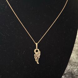 14k chocolate diamond wing necklace ajustable chain