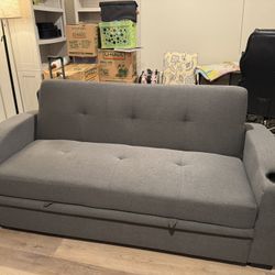 Dark Gray Convertible Sofa Pulls out into bed
