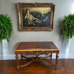 🐙VIntage hiEND Rococo Italian Ornate Bronze wood GRaniTE COnSOLe TabLE