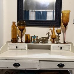 Distressed white World Market solid wood shabby chic writing desk