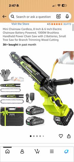 Mini Chainsaw Cordless, 8 Inch & 6 Inch Electric Chainsaw Battery Powered