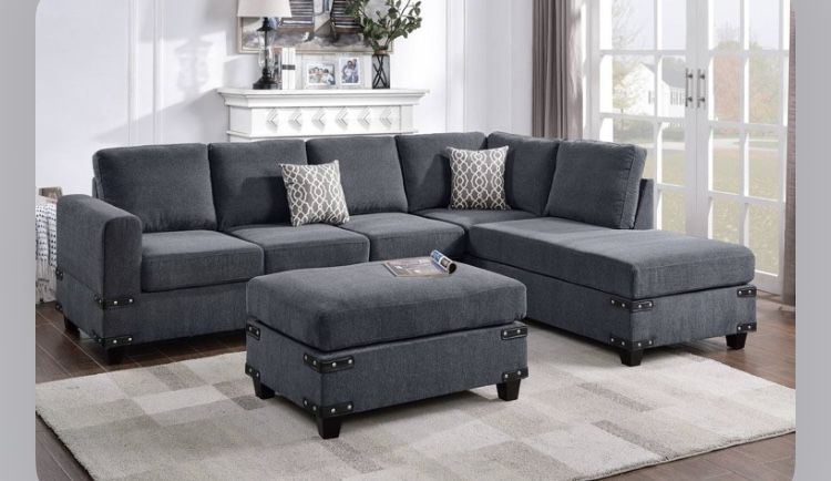 Sectional Sofa Set With Ottoman