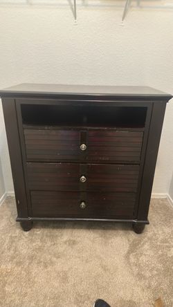 Must go my Monday! Dark Wood Chest of Drawers with Open Shelf