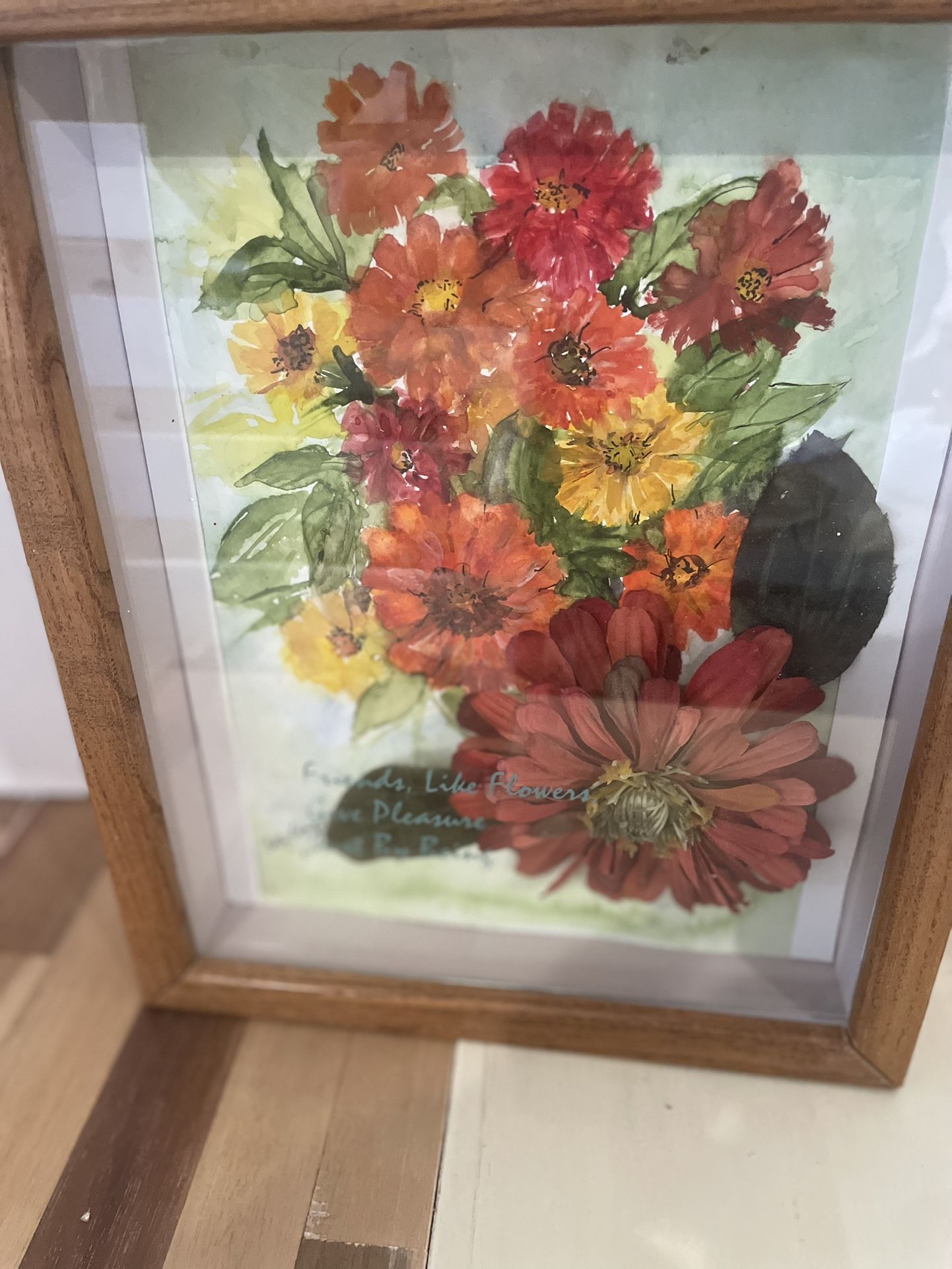 Shadow Box of Hand Painted Flowers