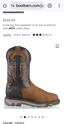 Justin Work Boots Size 9