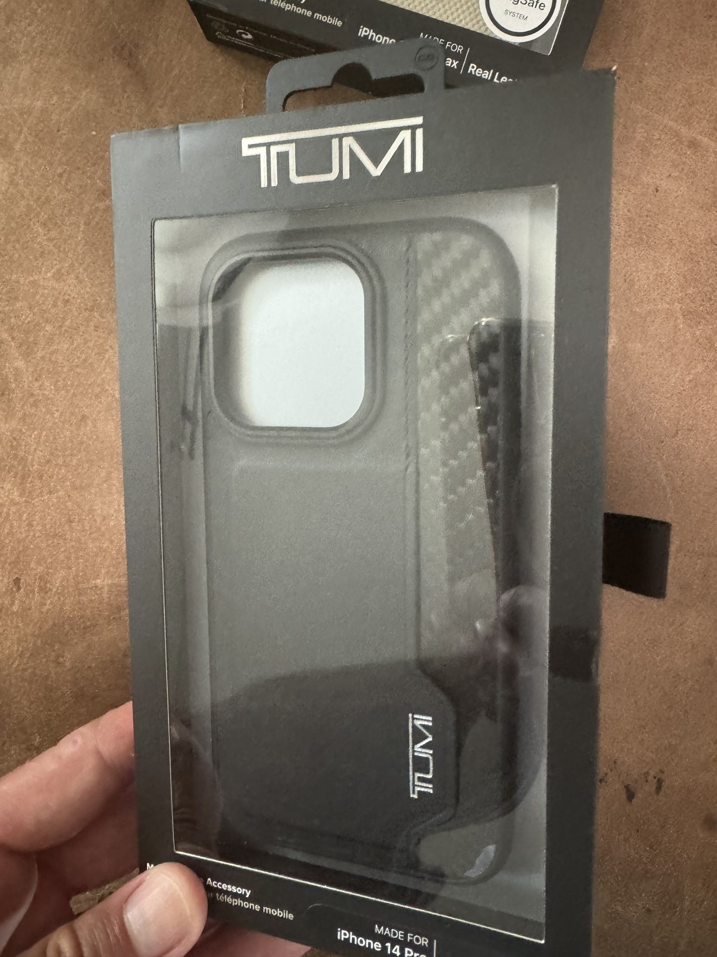 TUMI Leather & Carbon Case With Card Slot for iPhone 14 Pro