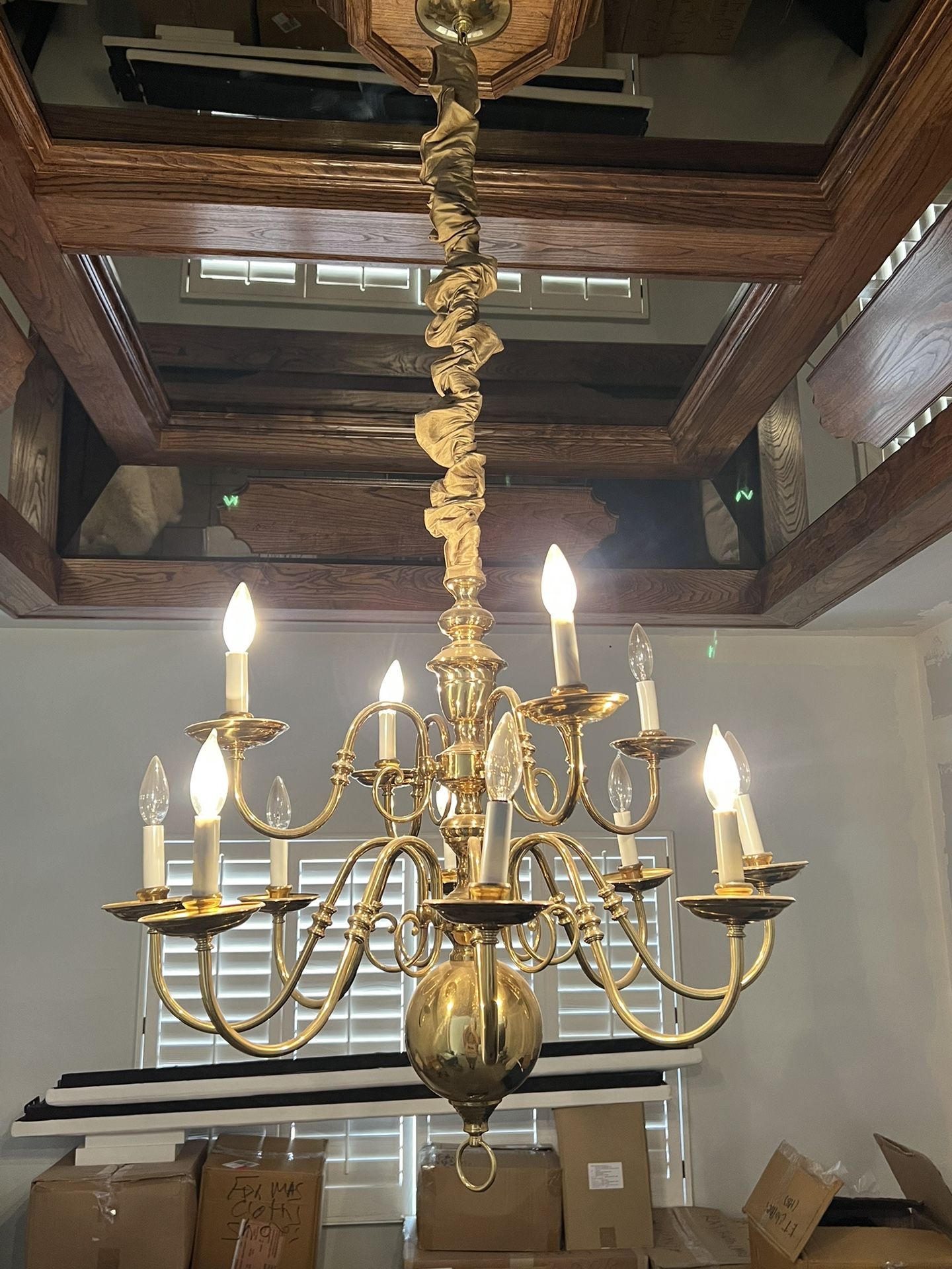 Vintage Gold Brass candelabra chandelier