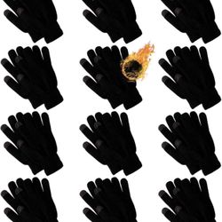 12 Pairs Winter Knit Gloves for Women and Men with Fleece Stretchy Touch Screen