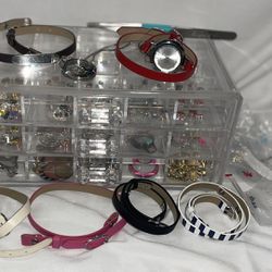 Over $1000 Worth Of Origami By Owl Set Charms, Lockets, Watch, Bracelets, Necklaces, And Acrylic Storage Container
