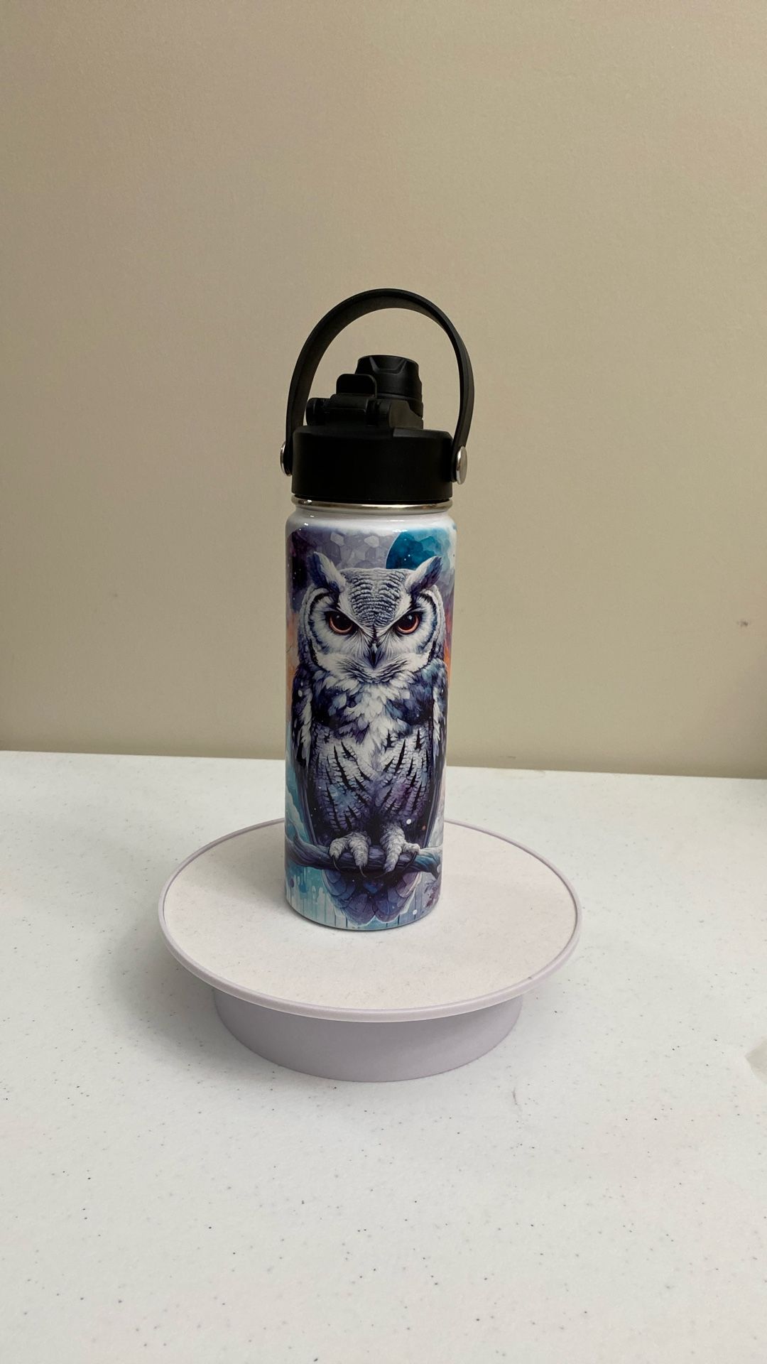 18 Ounce Owl Design Gulp Tumblr With Carrie Handle, Straw Sip And Gulp Sip, New,(item T-224)