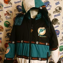 Vintage Vntg 1990s Miami Dolphins NFL Football Pro Player Puffer Jacket